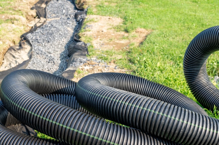 Black storm water underdrain pipe
